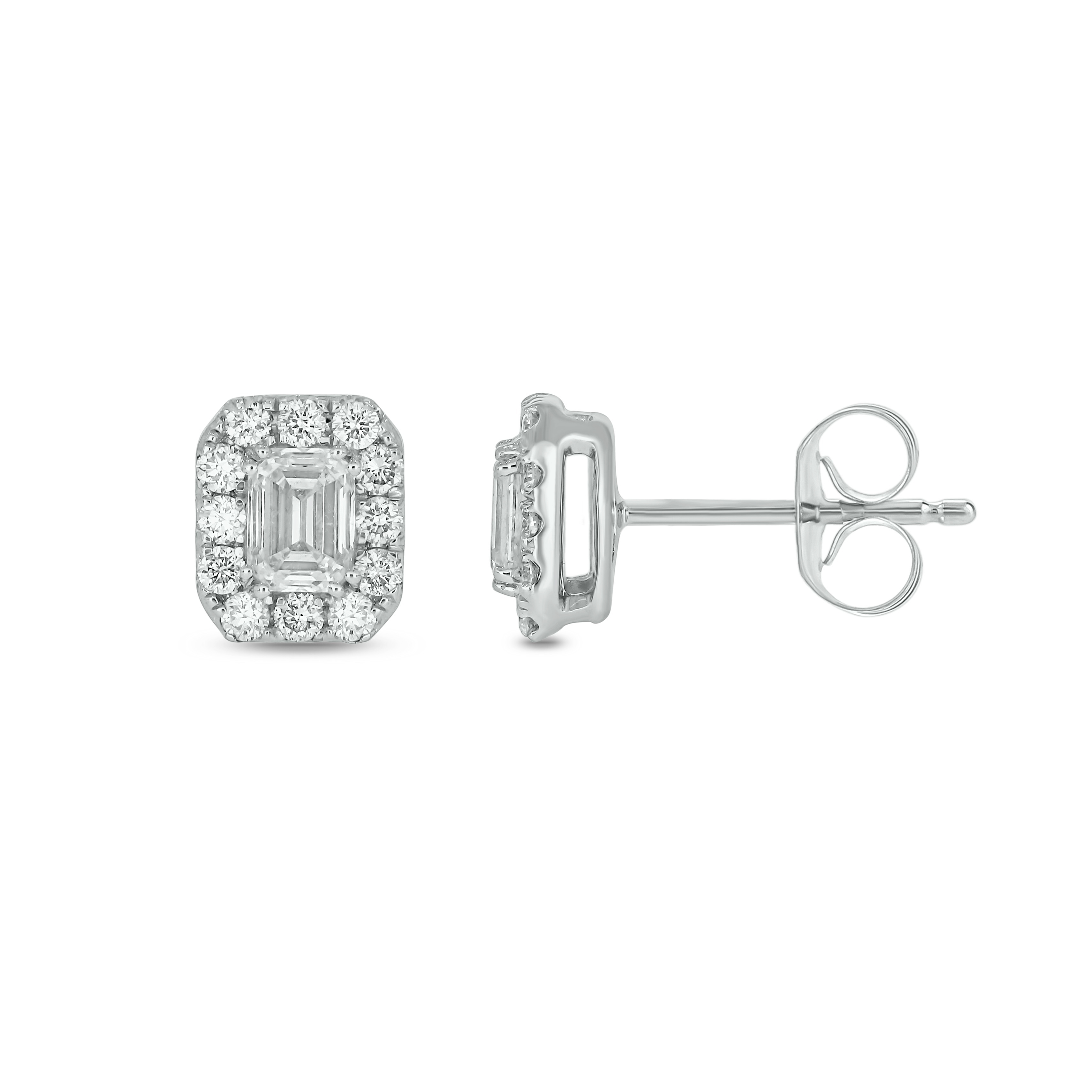 Emerald 0.75 ct Diamond Earrings in 18K White Gold | Maison Birks